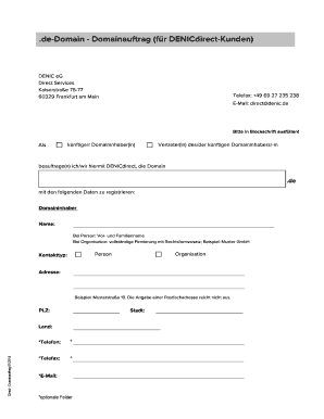 DE-Domain - Domainauftrag (für DENICdirect-Kunden)