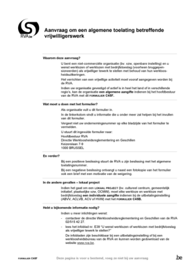Aanvraag om een algemene toelating betreffende vrijwilligerswerk