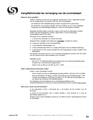 Aangifteformulier ter vervanging van de controlekaart