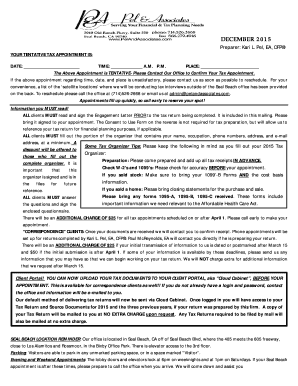 Tax Appointment Confirmation Letter
