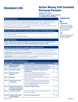 For transfer, single or regular payments