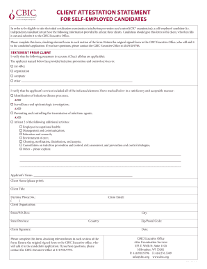 Client Attestation Statement for Self-Employed Candidates