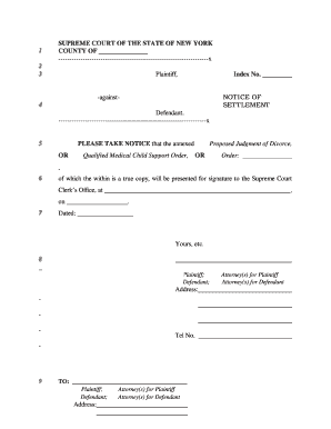 New York Notice of Settlement