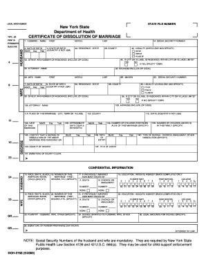 New York State Certificate of Dissolution of Marriage