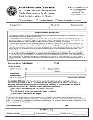 Qualified Transportation Benefit Compensation Reduction Agreement