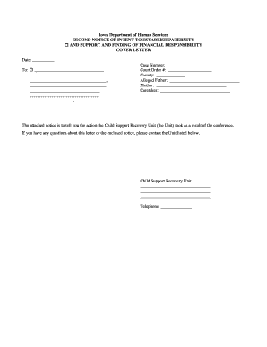 Iowa Second Notice of Intent to Establish Paternity and Support