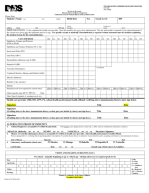 Illinois Child Health Examination Certificate