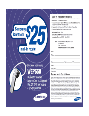 Samsung WEP650 Mail-in Rebate Form