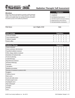 Radiation Therapist Self Assessment Form