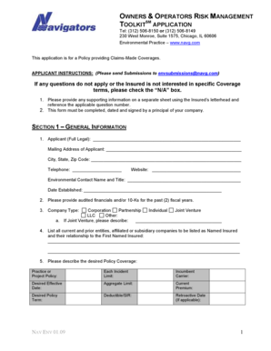 Owners and Operators Risk Management Application