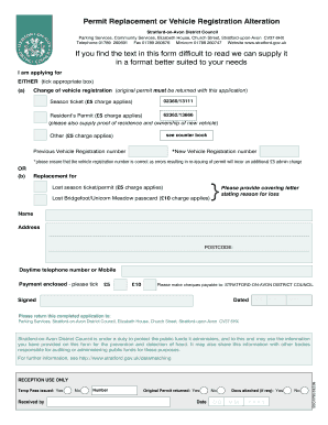 Permit Replacement or Vehicle Registration Alteration