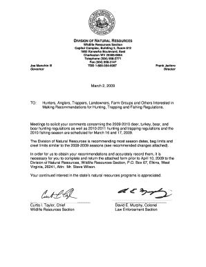 West Virginia Hunting and Fishing Regulations Feedback Form