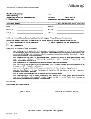 Antrag auf Bezug der Altersleistung