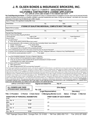 California Contractor's License Application