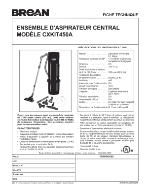 Fiche technique ensemble d'aspirateur central