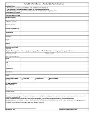 Hertz Flexi-Rent Business Membership Application Form