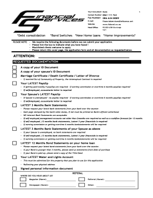 South Africa Home Loan Application Form