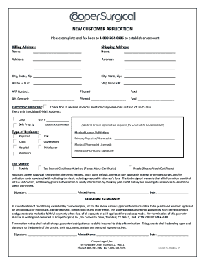 New Customer Application Form