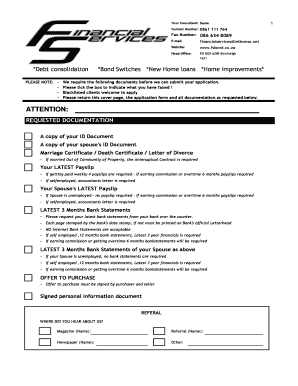 South African Home Loan Application Form