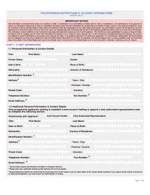 Fountainhead Expert Fund IC Account Opening Form