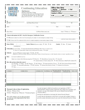Harford Community College Registration Form