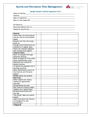 Aquatic Facility Inspection Form