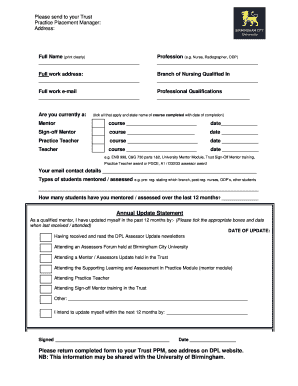Mentor Annual Update Form