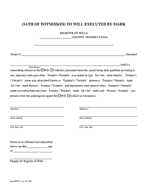 Oath of Witness to Will