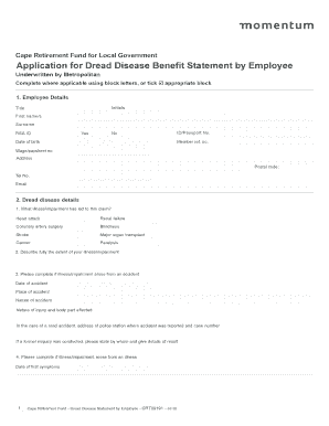 Cape Retirement Fund Dread Disease Benefit Application