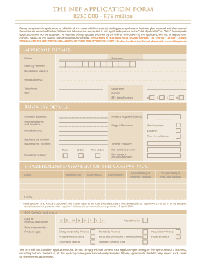 NEF Business Finance Application Form