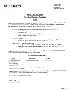 Pre-Qualification Questionnaire for Construction Projects