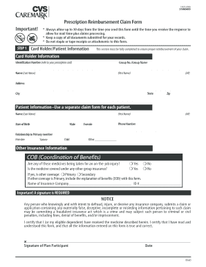 Prescription Reimbursement Claim Form