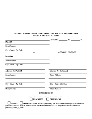 Divorce Inventory and Appraisement Form