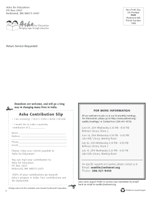 Asha for Education Donation Form
