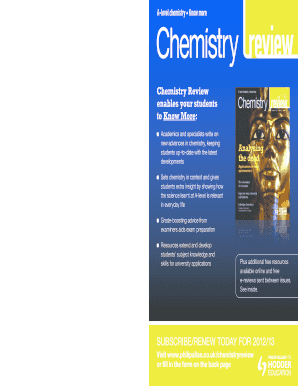 Chemistry Review Subscription/Renewal Form 2012/13