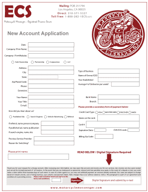 New Account Application for ECS