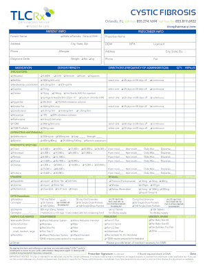 Cystic Fibrosis Medication Prescription Form