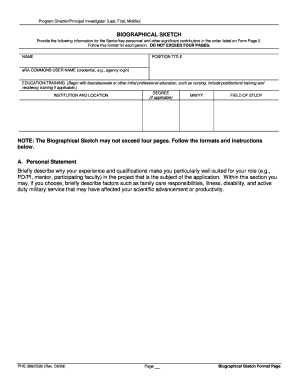 Biographical Sketch Form