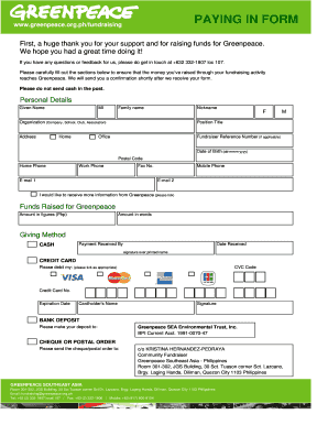 Greenpeace Fundraising Payment Form
