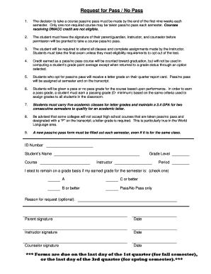 Pass/No Pass Request Form