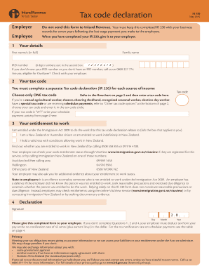 New Zealand Tax Code Declaration IR 330