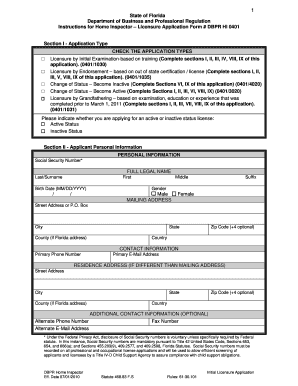 Florida Home Inspector Licensure Application