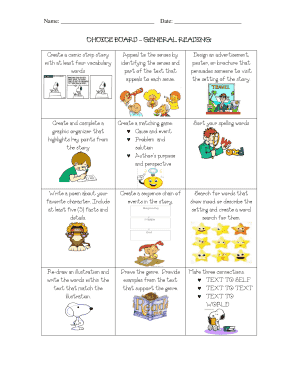 General Reading Choice Board