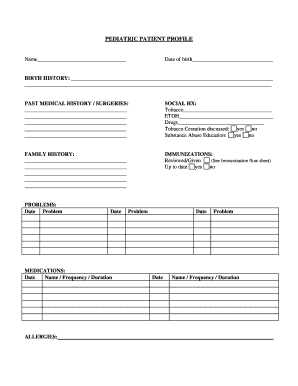 Pediatric Patient Profile Form