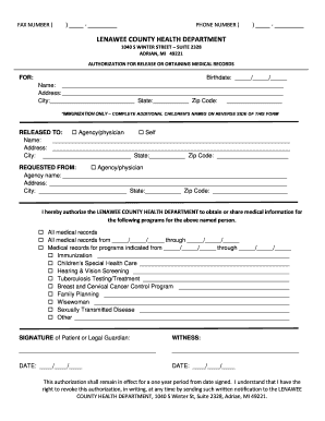 Authorization for Release or Obtaining Medical Records
