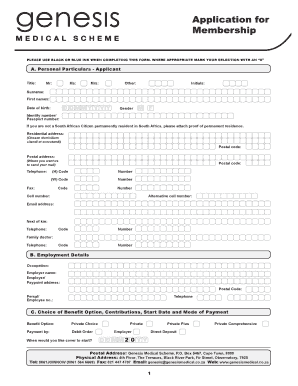 Genesis Medical Scheme Application Form