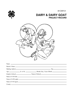 4-H Dairy Project Record