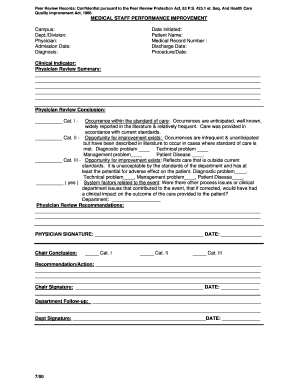 Medical Staff Performance Improvement Form