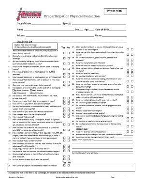 Preparticipation Physical Evaluation Form