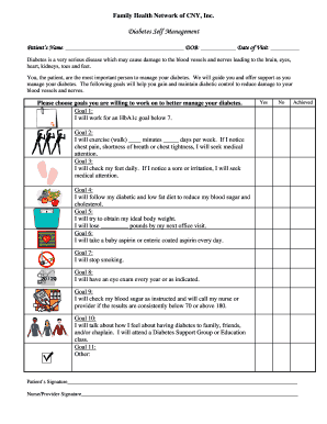 Diabetes Self Management Form